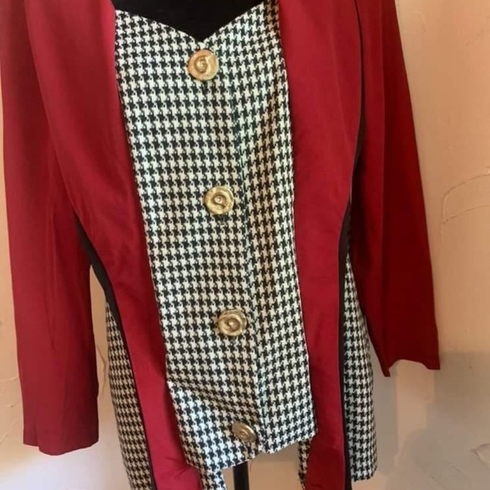 Red Checked Print Blazer - image 2